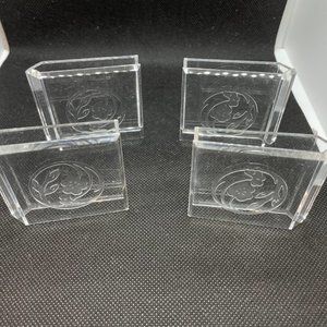 1982 Allegro Clear Plastic Floral Motif Napkin Holders Set of 8 Square Napkin